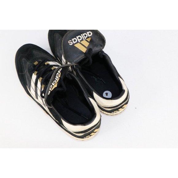 Vintage 90s Adidas Mens 8 Distressed Leather Indoor Soccer Shoes Sneakers Black main image 10